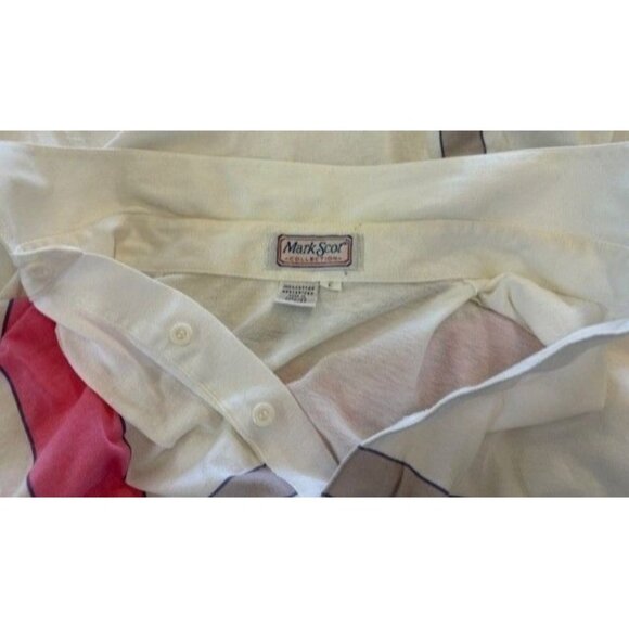 Vintage Mark Scot Collection Polo Shirt L Pink & White Geometric Print - Picture 6 of 6